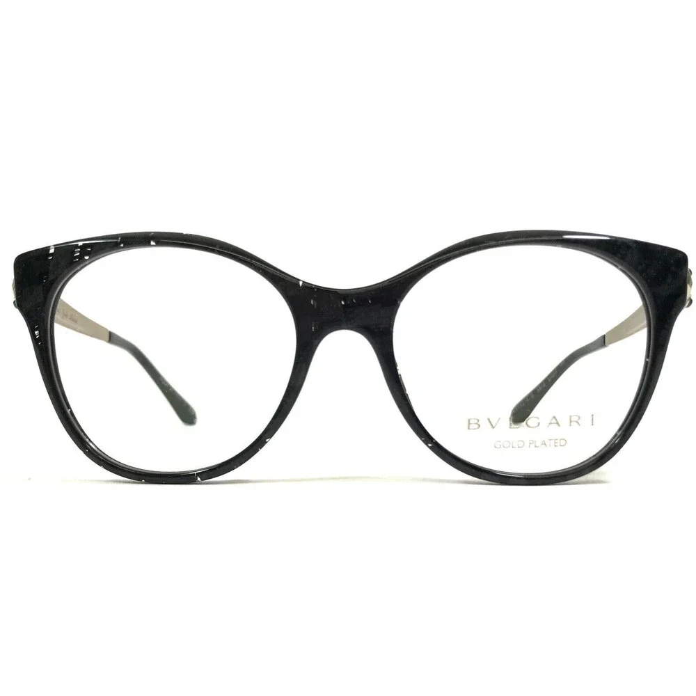 Bvlgari Eyeglasses Frames 4142-K-B 5412 Black Clear Snake Gold Plated 51-17-140